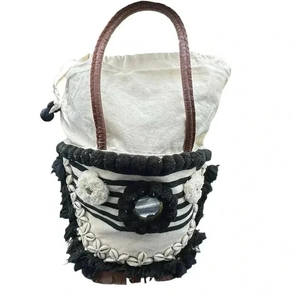 Figue Handbags - Figue Bardot Raj Palace Tuk Tuk Tote Shell Embellished Boho Beach Bag